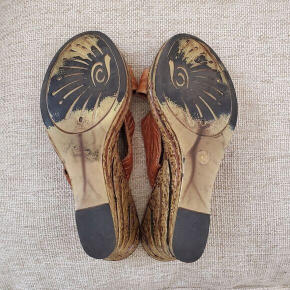 Spring Step Ravo Brown/tan Strappy Black Circle Leather Wedge Sandals Size 9 - Picture 11 of 14